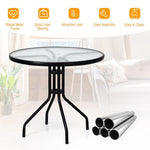  - 32 Inch Outdoor Patio Round Tempered Glass Top Table with Umbrella Hole - Outdoor Style Company