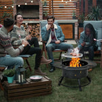  - 32 - Inch Outdoor Wood Burning Fire Pit with 360°Swivel BBQ Grate - Outdoor Style Company