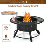  - 32 - Inch Outdoor Wood Burning Fire Pit with 360°Swivel BBQ Grate - Outdoor Style Company