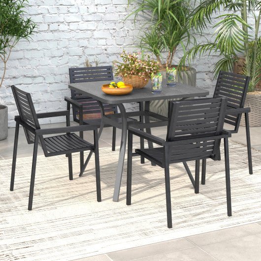  - 32 Inch Patio Dining Table Metal Square Table for Dining with 4 Curved Legs - Outdoor Style Company