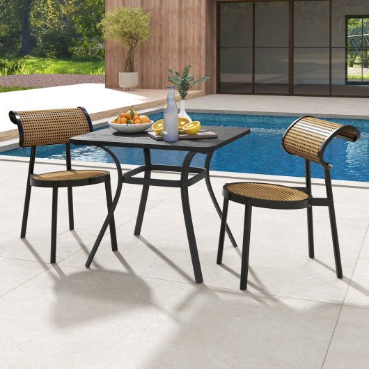  - 32 Inch Patio Dining Table Metal Square Table for Dining with 4 Curved Legs - Outdoor Style Company