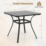  - 32 Inch Patio Dining Table Metal Square Table for Dining with 4 Curved Legs - Outdoor Style Company