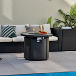  - 32 Inch Patio Round 30000 BTU Propane Fire Pit Table with Fire Glasses and PVC Cover - Outdoor Style Company