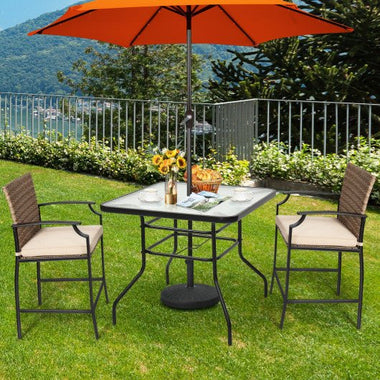  - 32 Inch Patio Tempered Glass Steel Frame Square Table - Outdoor Style Company