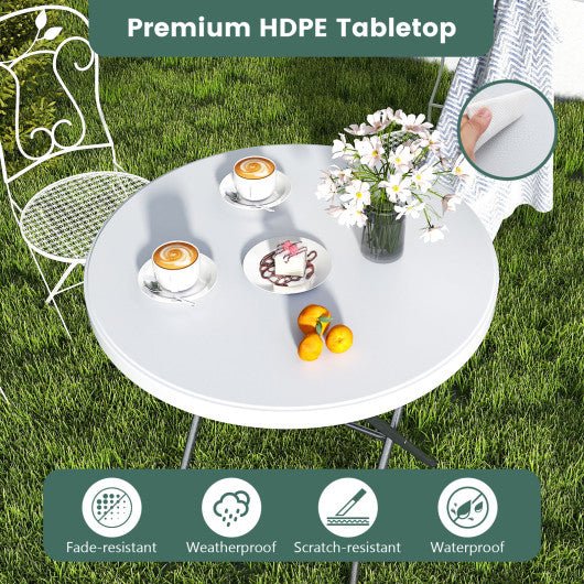  - 32 Inch Round Folding Table with Thick Tabletop for Picnic - Outdoor Style Company