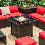  - 32 Inch Square Propane Fire Pit Table with Lava Rocks Cover - Outdoor Style Company