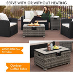  - 32 x 20 Inch Propane Rattan Fire Pit Table Set with Side Table Tank and Cover - Outdoor Style Company