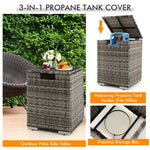  - 32 x 20 Inch Propane Rattan Fire Pit Table Set with Side Table Tank and Cover - Outdoor Style Company