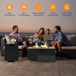  - 32 x 20 Inch Propane Rattan Fire Pit Table Set with Side Table Tank and Cover - Outdoor Style Company