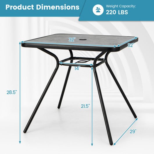  - 32 x 32 Inch Heavy - Duty Outdoor Dining Table with Umbrella Hole for 4 Persons - Outdoor Style Company