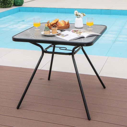  - 32 x 32 Inch Heavy - Duty Outdoor Dining Table with Umbrella Hole for 4 Persons - Outdoor Style Company