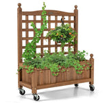  - 32in Wood Planter Box with Trellis Mobile Raised Bed for Climbing Plant - Outdoor Style Company