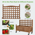  - 32in Wood Planter Box with Trellis Mobile Raised Bed for Climbing Plant - Outdoor Style Company