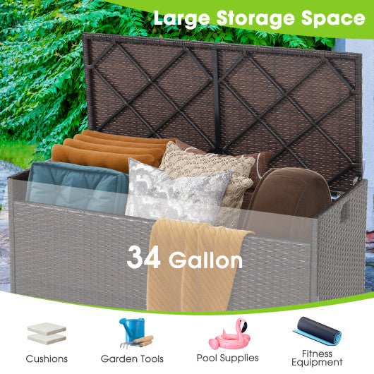  - 34 Gallon Patio Storage Bench with Seat Cushion and Zippered Liner - Outdoor Style Company