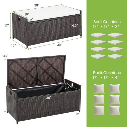  - 34 Gallon Patio Storage Bench with Seat Cushion and Zippered Liner - Outdoor Style Company