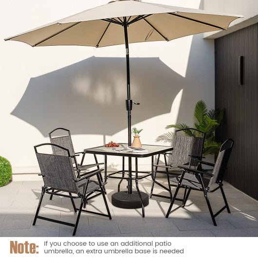  - 34 Inch Outdoor Dining Table Square Tempered Glass Table with 1.5 Inch Umbrella Hole - Outdoor Style Company