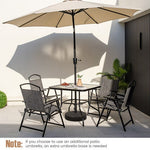  - 34 Inch Outdoor Dining Table Square Tempered Glass Table with 1.5 Inch Umbrella Hole - Outdoor Style Company