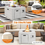  - 34 Inch Square Concrete Propane Fire Pit Table with Lava Rocks and Cover 50 000 BTU - Outdoor Style Company