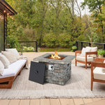  - 34.5 Inch Square Propane Gas Fire Pit Table with Lava Rock and PVC Cover - Outdoor Style Company