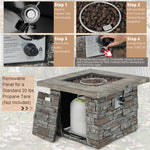  - 34.5 Inch Square Propane Gas Fire Pit Table with Lava Rock and PVC Cover - Outdoor Style Company