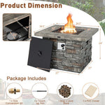  - 34.5 Inch Square Propane Gas Fire Pit Table with Lava Rock and PVC Cover - Outdoor Style Company