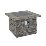  - 34.5 Inch Square Propane Gas Fire Pit Table with Lava Rock and PVC Cover - Gray - Outdoor Style Company