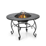  - 35.5 Feet Patio Fire Pit Dining Table With Cooking BBQ Grate - Outdoor Style Company