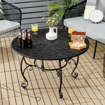  - 35.5 Feet Patio Fire Pit Dining Table With Cooking BBQ Grate - Outdoor Style Company