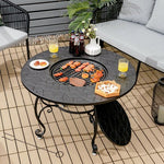  - 35.5 Feet Patio Fire Pit Dining Table With Cooking BBQ Grate - Outdoor Style Company