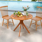  - 35.5 Inch Patio Wood Dining Table with Slatted Tabletop and Curved Legs - Outdoor Style Company