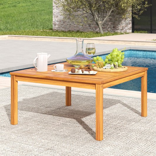  - 35.5 Inches Patio Solid Acacia Wood Coffee Table Side Table - Outdoor Style Company