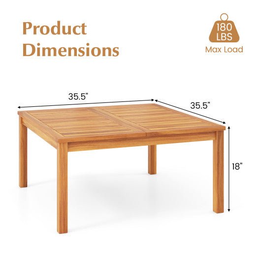  - 35.5 Inches Patio Solid Acacia Wood Coffee Table Side Table - Outdoor Style Company