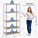  - 35.5 x 71 Inch Adjustable 5 - Layer 2000 lbs Capacity Tool Shelf - Outdoor Style Company