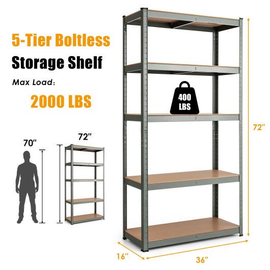  - 35.5 x 71 Inch Adjustable 5 - Layer 2000 lbs Capacity Tool Shelf - Outdoor Style Company