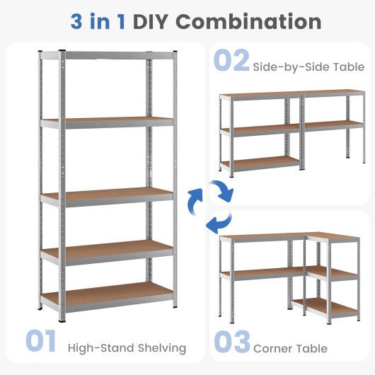  - 35.5 x 71 Inch Adjustable 5 - Layer 2000 lbs Capacity Tool Shelf - Outdoor Style Company