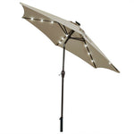 9 Feet Solar LED Lighted Patio Market Umbrella Tilt Adjustment Crank Lift-Tan