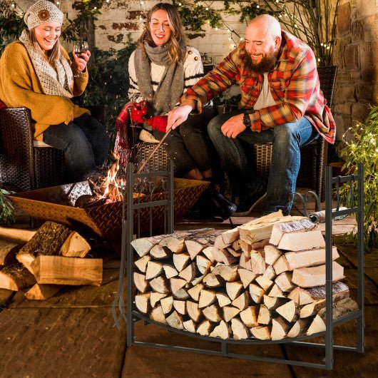  - 36 Inch Fireplace Log Holder with Kindling Holders and Shovel - Outdoor Style Company