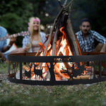  - 36 Inch Metal Fire Pit Ring Deer with Extra Poker Bonfire Liner for Campfire - Outdoor Style Company