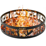  - 36 Inch Metal Fire Pit Ring Deer with Extra Poker Bonfire Liner for Campfire - Outdoor Style Company