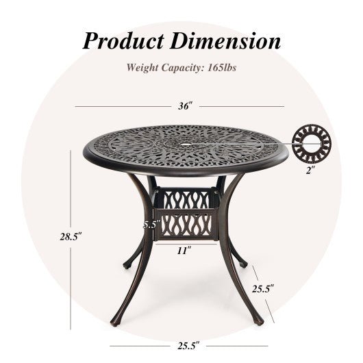  - 36 Inch Patio Round Dining Bistro Table with Umbrella Hole - Outdoor Style Company