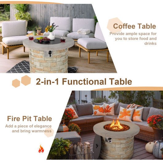  - 36 Inch Propane Gas Fire Pit Table with Lava Rock and PVC cover - Outdoor Style Company