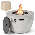  - 36 Inch Round Concrete Propane Fire Pit Table with Lava Rocks PVC Cover 50000 BTU - Outdoor Style Company