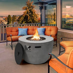  - 36 Inch Round Concrete Propane Fire Pit Table with Lava Rocks PVC Cover 50000 BTU - Outdoor Style Company