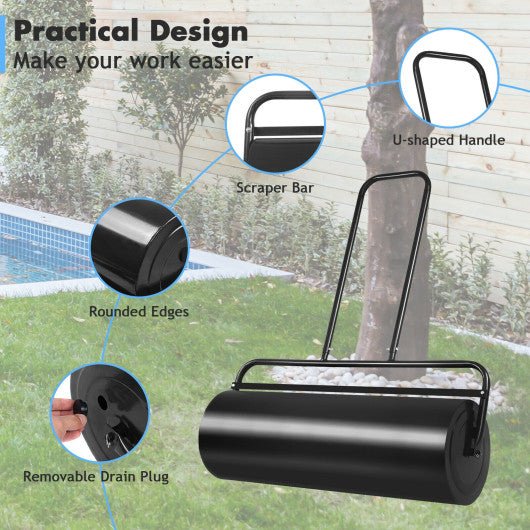  - 36 x 12 Inch Tow Lawn Roller Water Filled Metal Push Roller - Outdoor Style Company