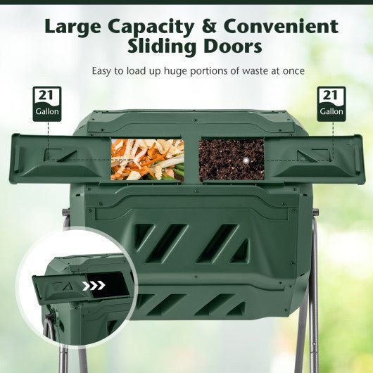  - 360° Rotatable Tumbling Composter with 2 Sliding Doors - Outdoor Style Company