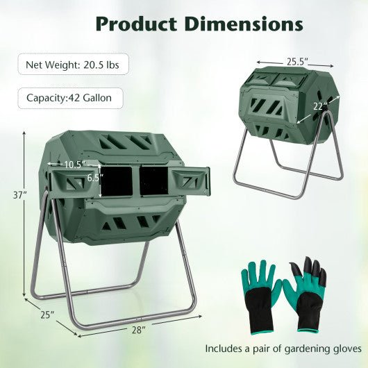  - 360° Rotatable Tumbling Composter with 2 Sliding Doors - Outdoor Style Company