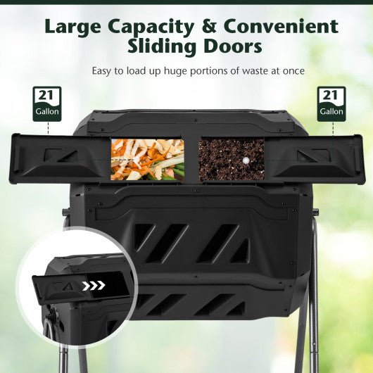  - 360° Rotatable Tumbling Composter with 2 Sliding Doors - Outdoor Style Company