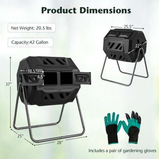  - 360° Rotatable Tumbling Composter with 2 Sliding Doors - Outdoor Style Company