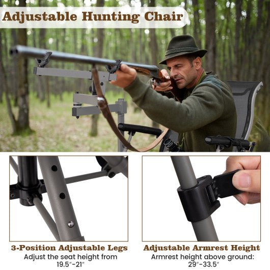  - 360° Swivel Portable Hunting Chair with Adjustable Legs and Armrests - Outdoor Style Company