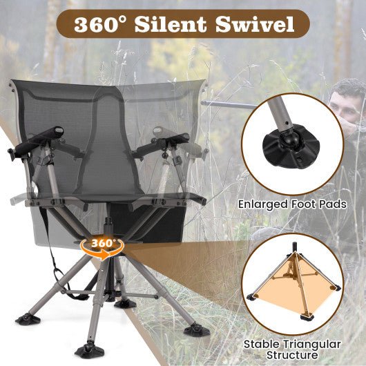  - 360° Swivel Portable Hunting Chair with Adjustable Legs and Armrests - Outdoor Style Company